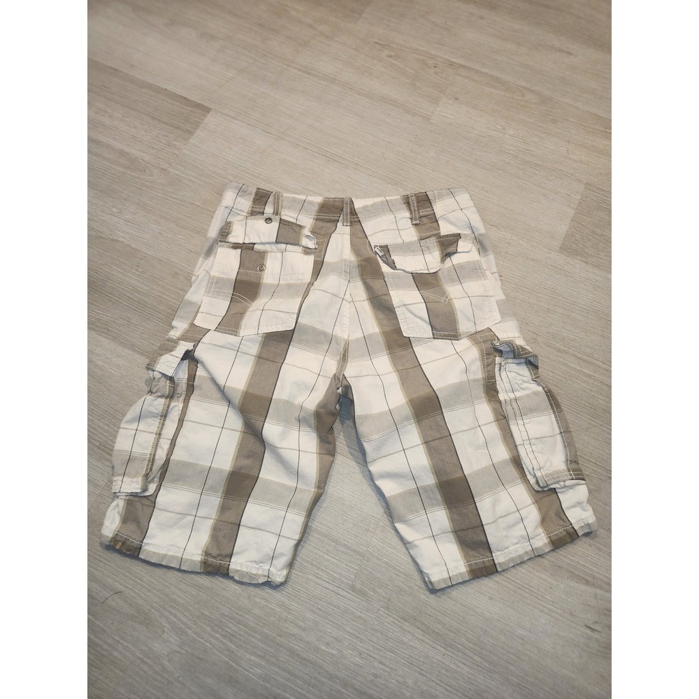 LEVIS Mens Plaid Cargo Shorts Grey Tan Cream Relaxed Fit Multi Pocket Size 33 - Picture 4 of 6